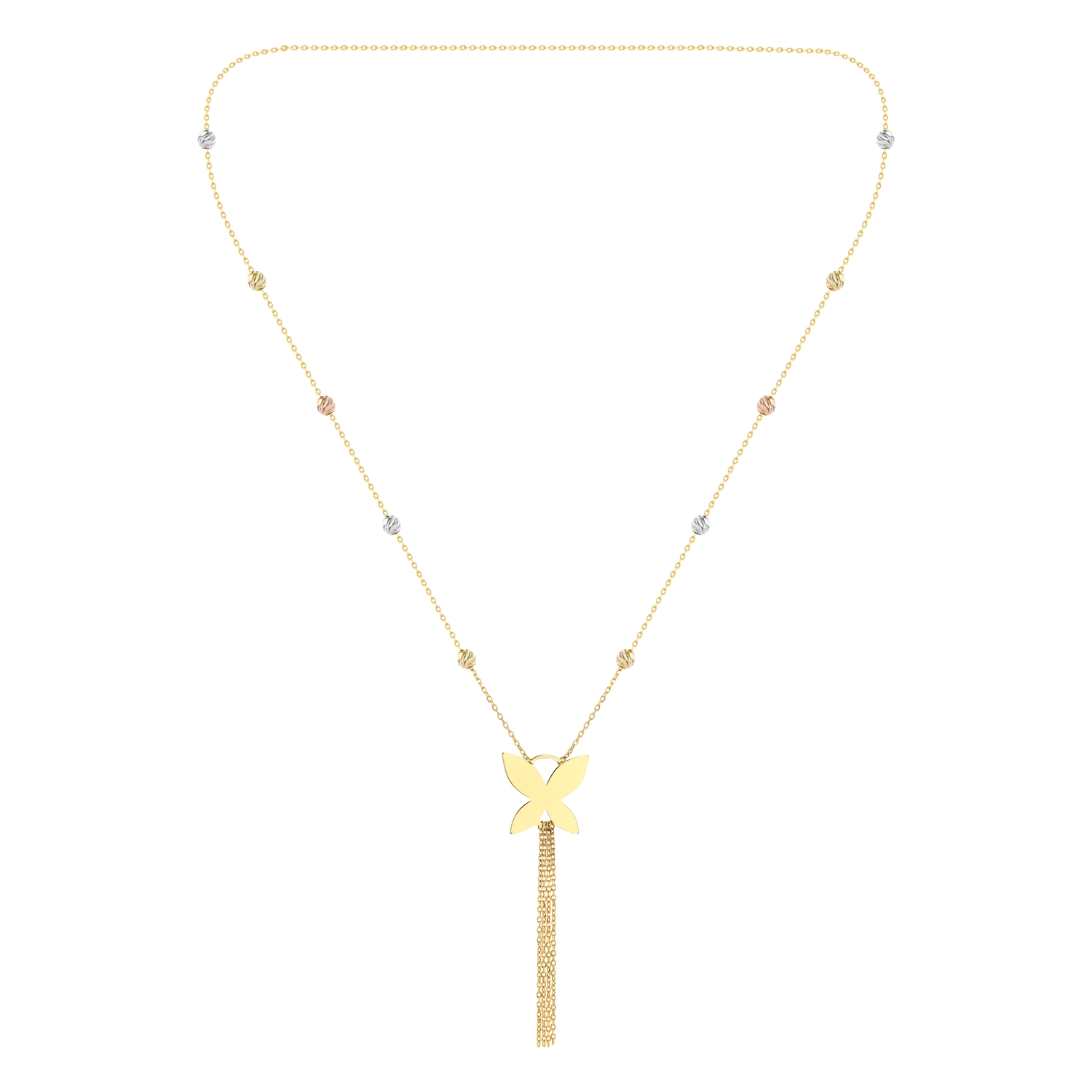 18K Butterfly Tassel Gold Necklace