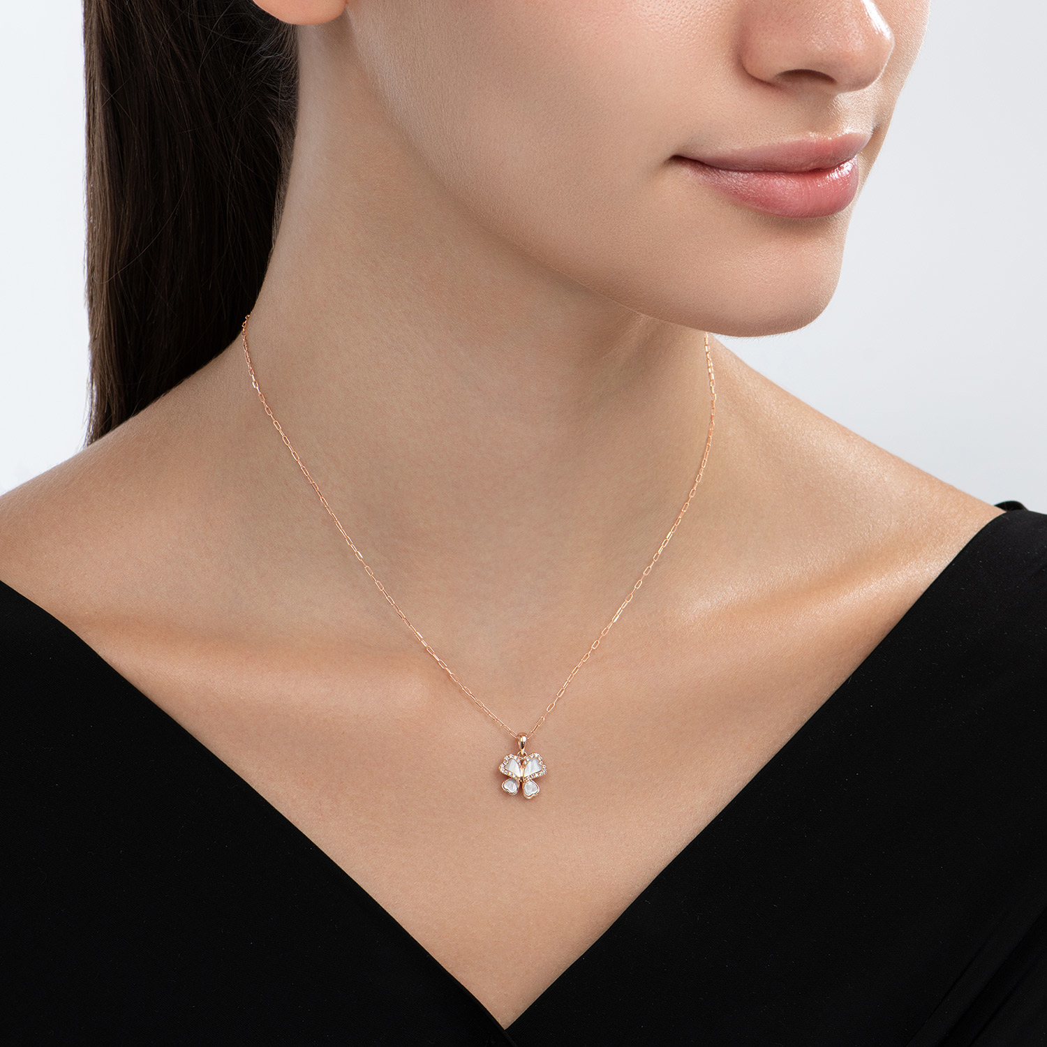 0.09CT Diamond Butterfly Clover pendant