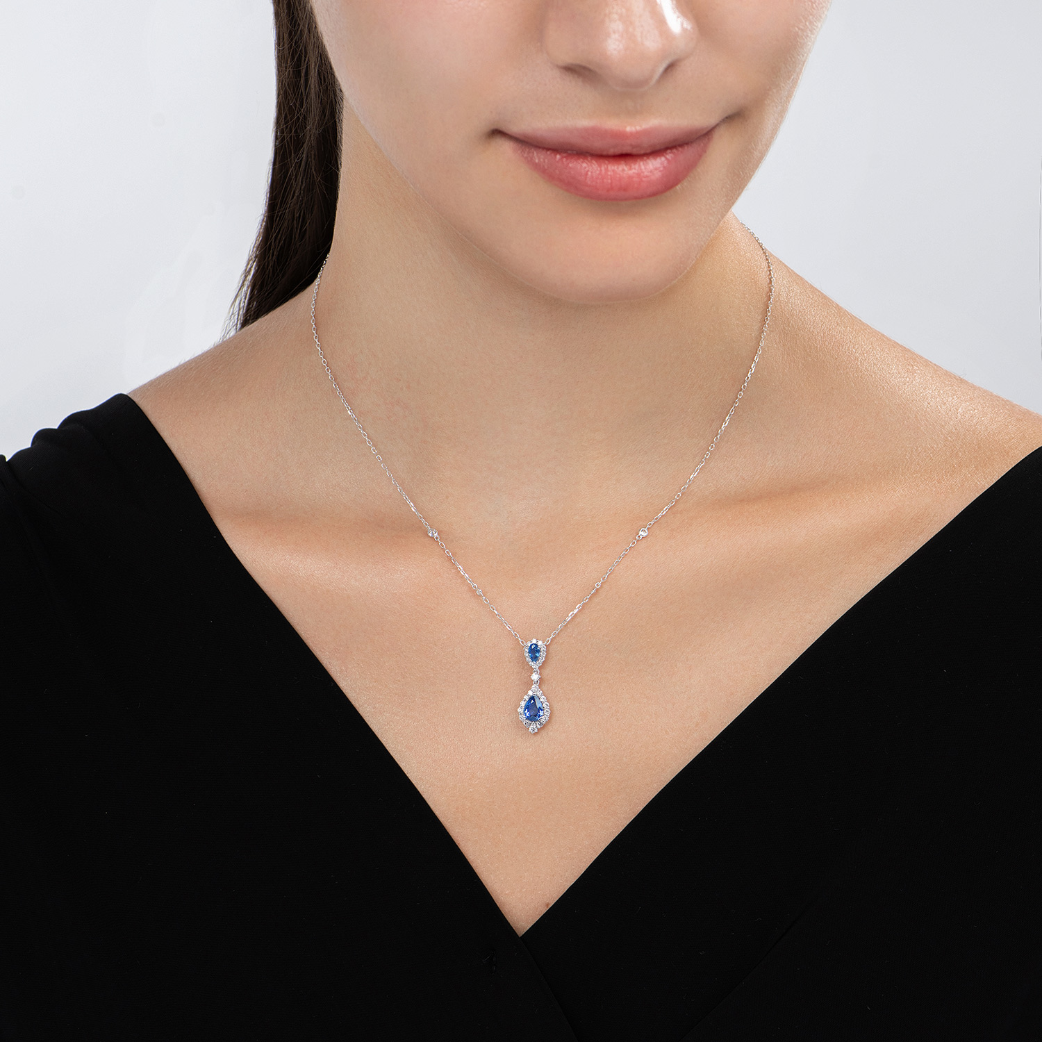 0.46CT Blue Tears Diamond Necklace