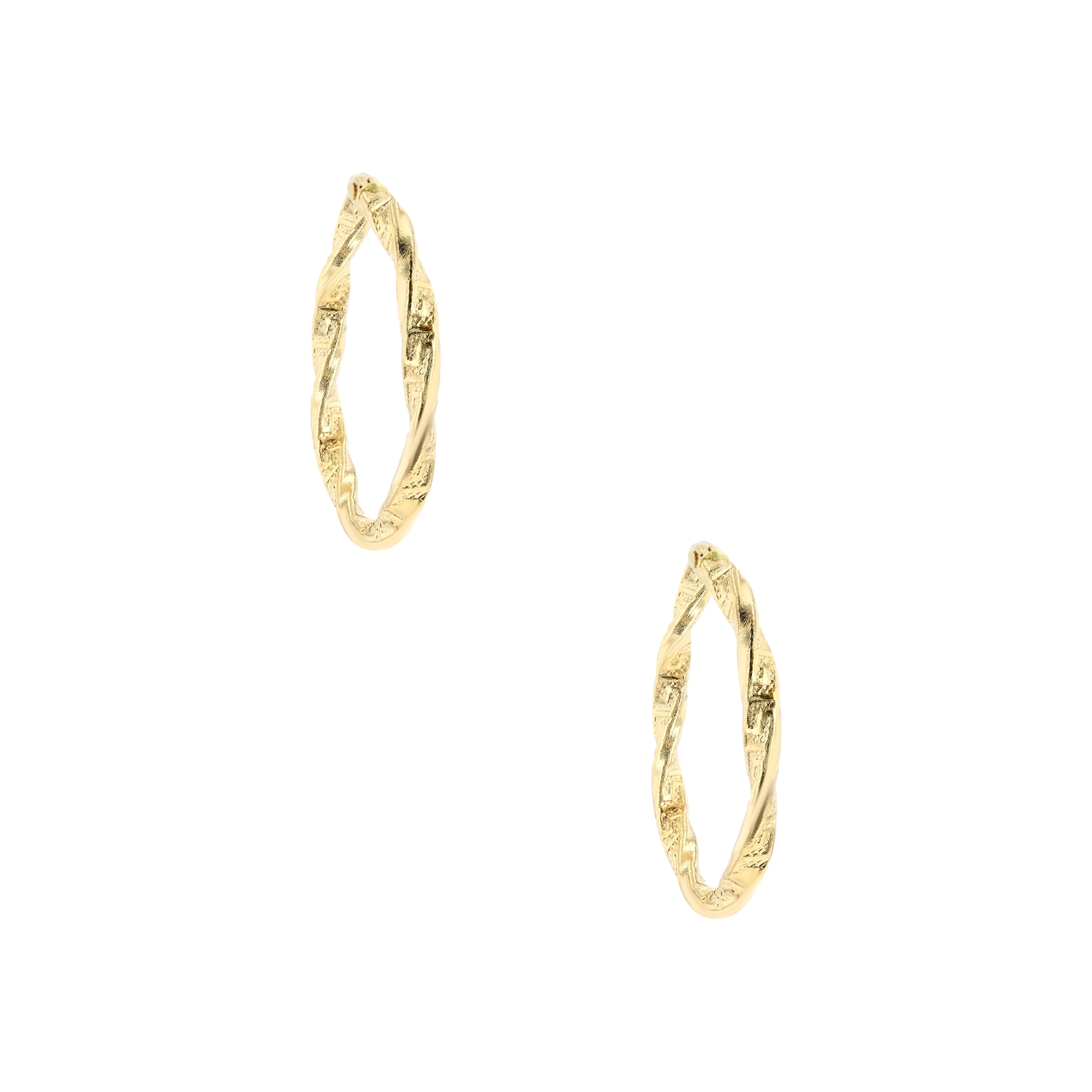 21K Twisted Gold Hoop Earring