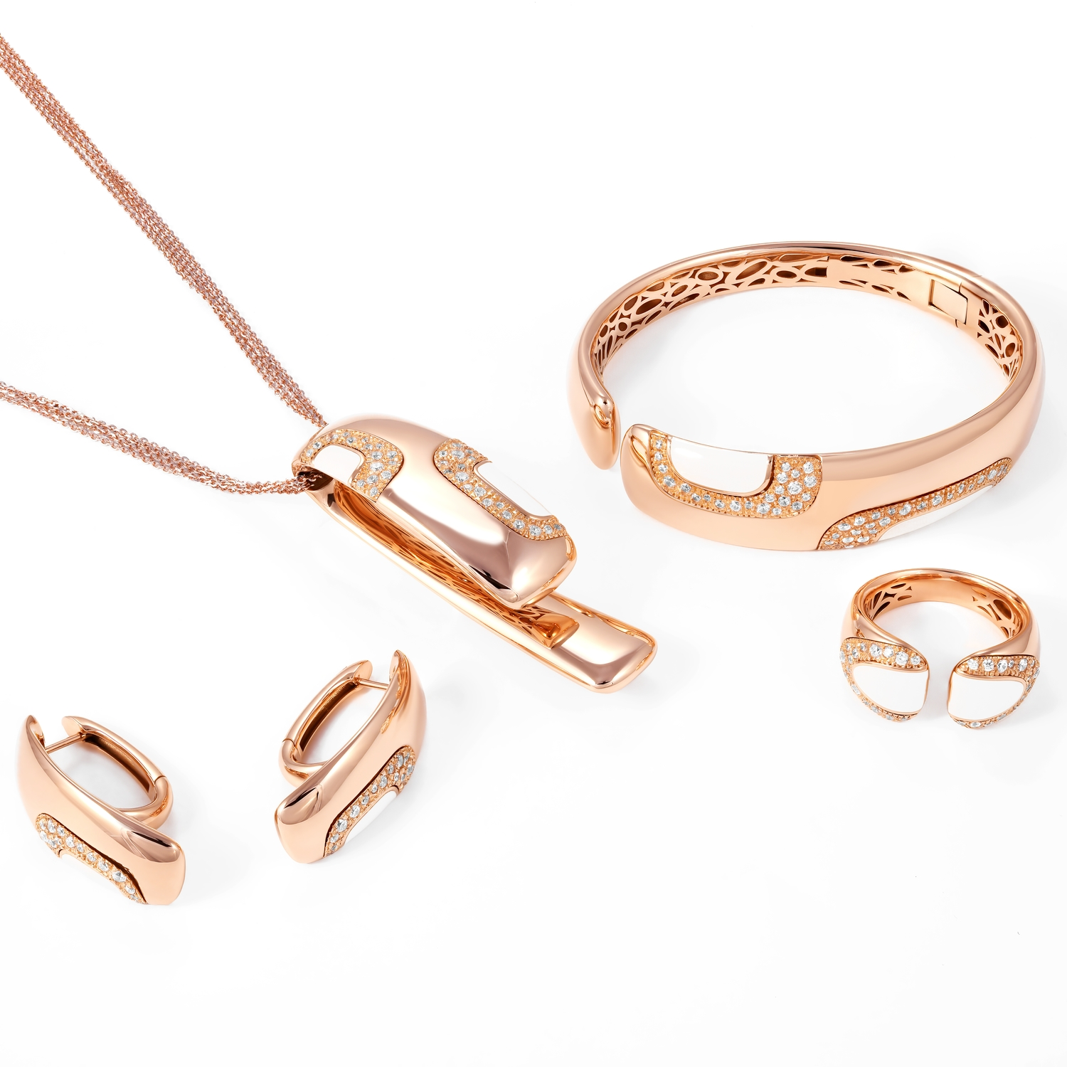 Whispering Twilight 18K Rose Gold Set Ensemble