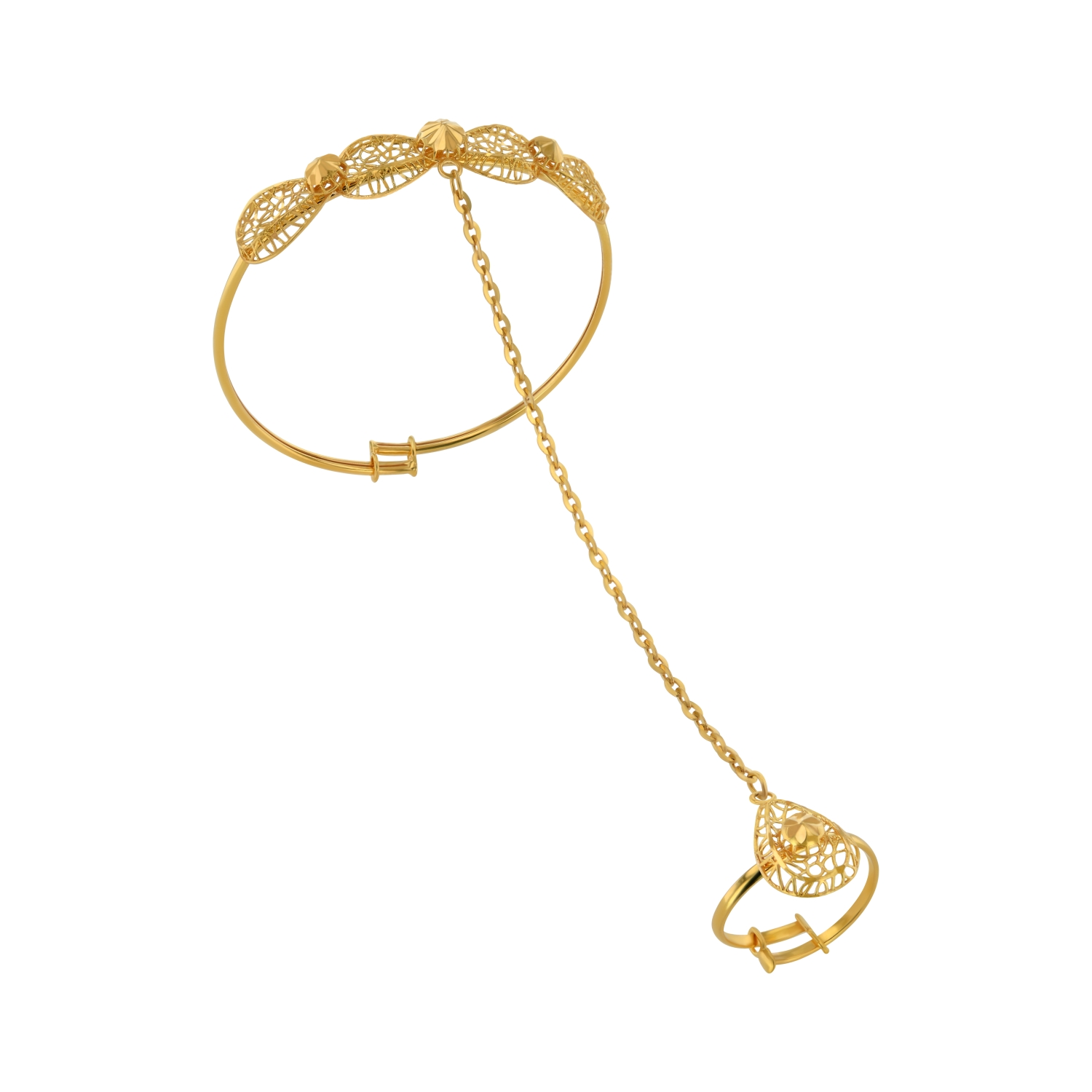 21K Adjustable Kid's Gold Ring Bracelet