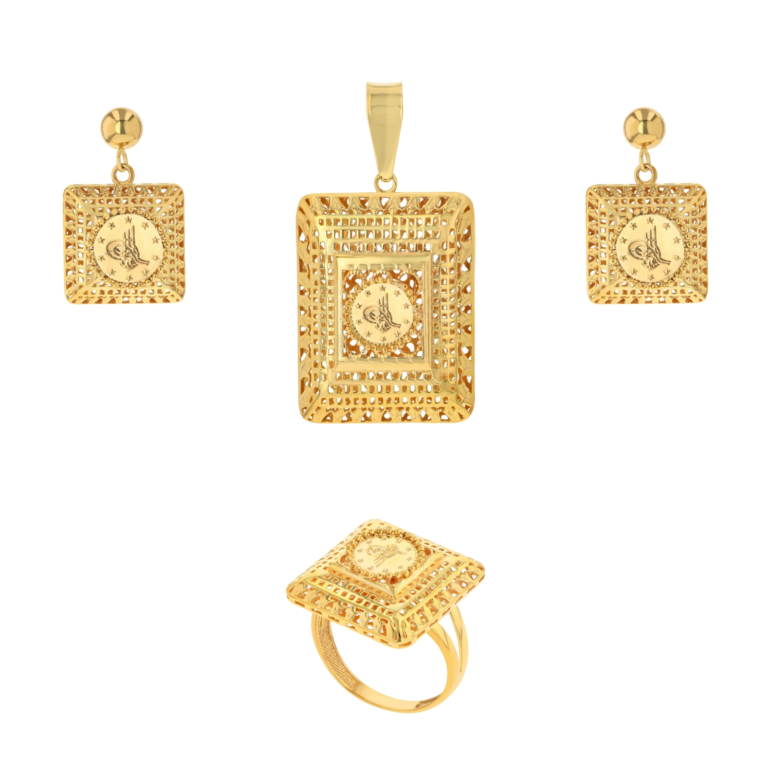 21K Traditional Gold Pendant Set