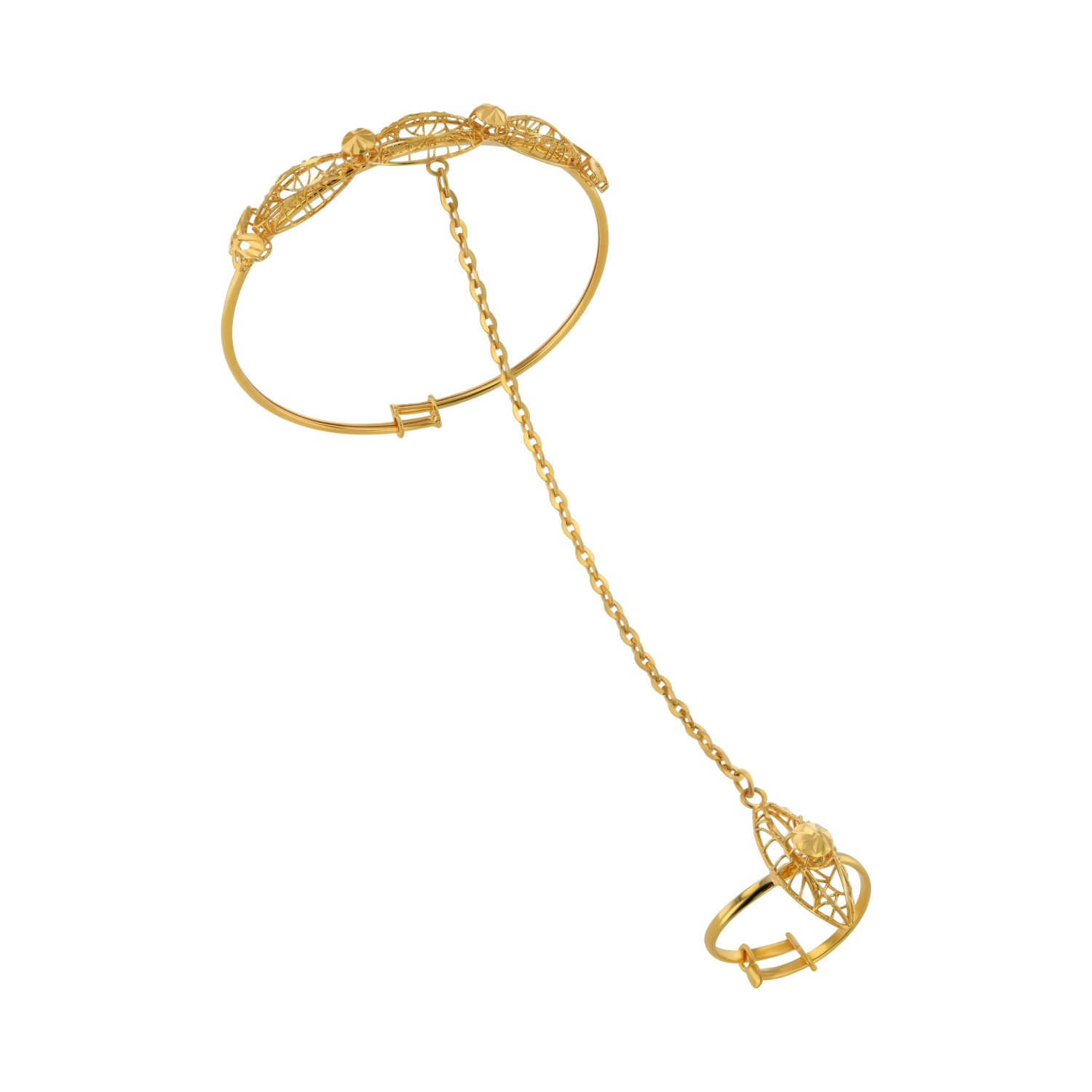 21K Adjustable Kid's Gold Ring Bracelet