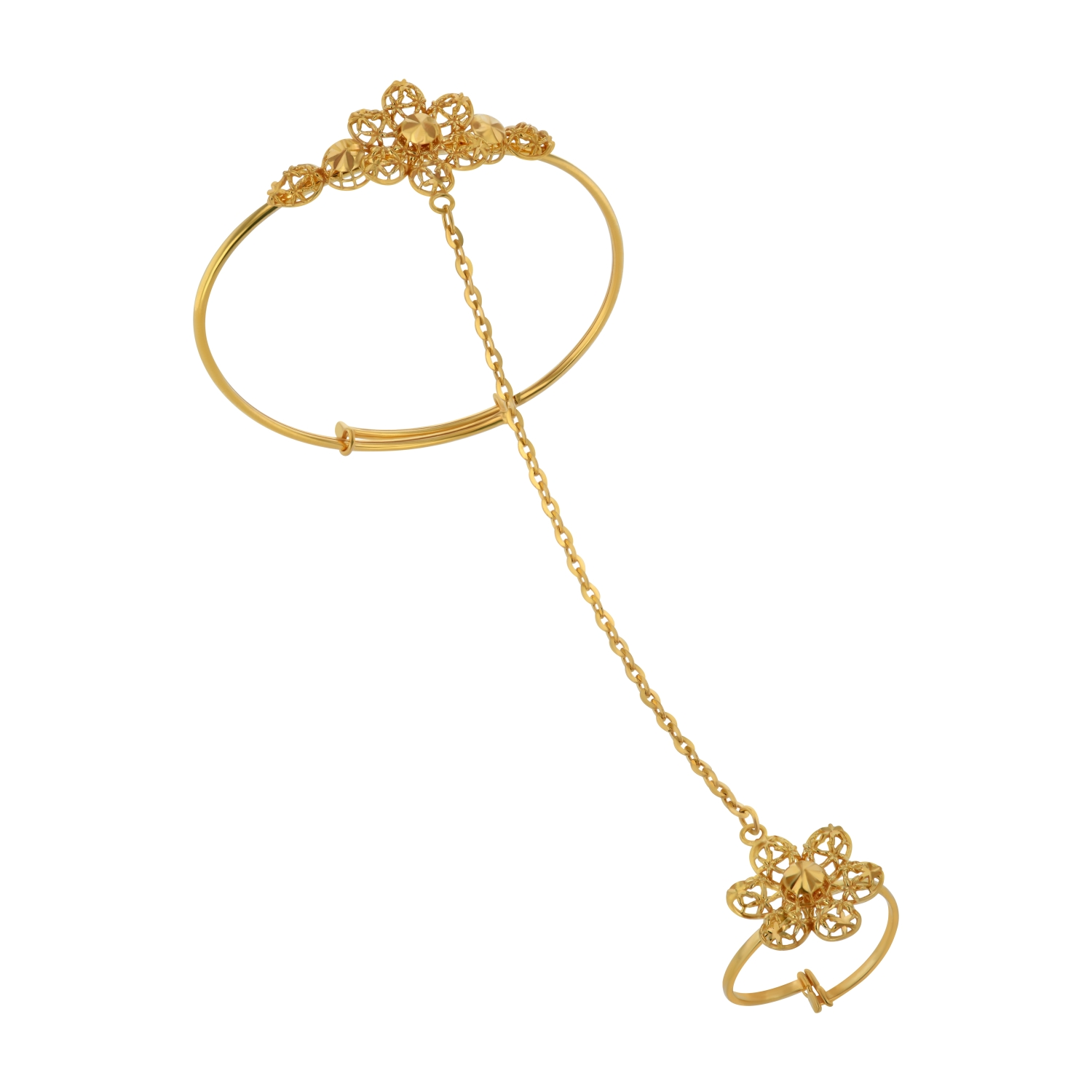 21K Adjustable Kid's Gold Ring Bracelet