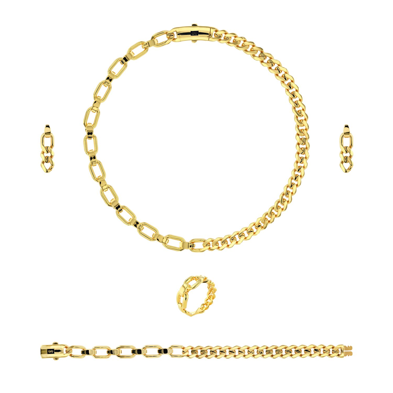 21K Half Monaco Chain Gold Set