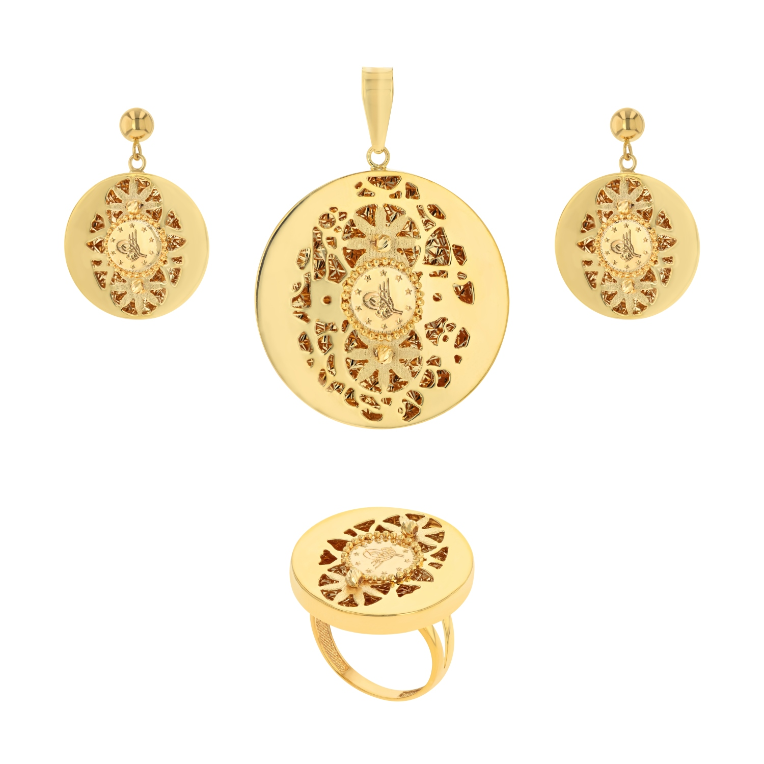 21K Traditional Gold Pendant Set