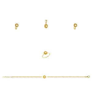 21K Kids' Gold Daisy Pendant Set