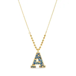 18K Golden Letter Charm Gold Necklace