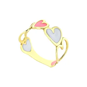 18K Gold Heart-Flower Gold Ring