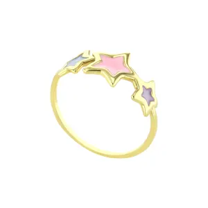 18K Celestial Star Band Gold Ring