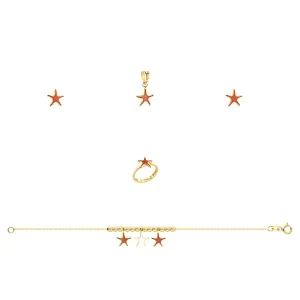 21K Kids' Gold Star Pendant Set