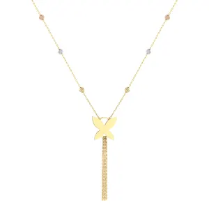 18K Butterfly Tassel Gold Necklace