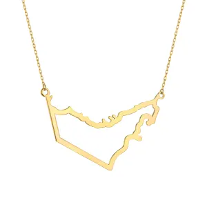 21K UAE Map Gold Necklace