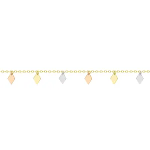 18K Geometric Trio Tones Charm Gold Bracelet