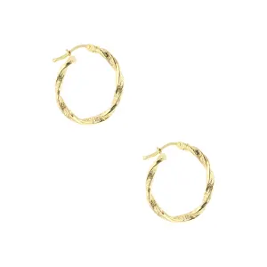 21K Twisted Gold Hoop Earring