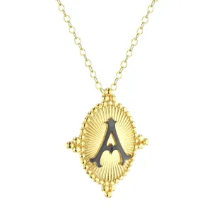 18K Gold Black Letter Necklace