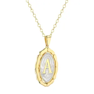 18K Mother of Pearl Letter Gold Necklace