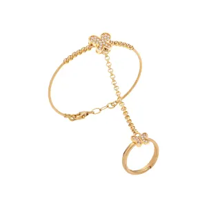 21K Kids Gold Hand Wear Bracelet With Adjustable Ring