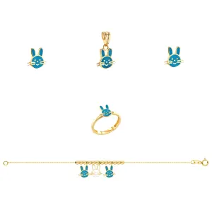 21K Kids' Gold Rabbit Pendant Set