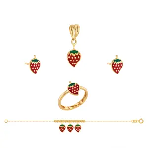 21K Kids' Gold Strawberry Pendant Set