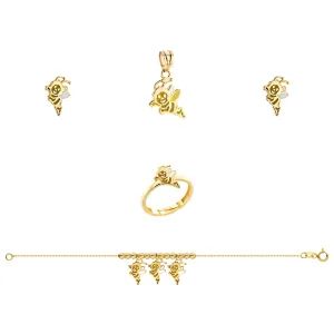 21K Kids' Gold Bee Pendant Set