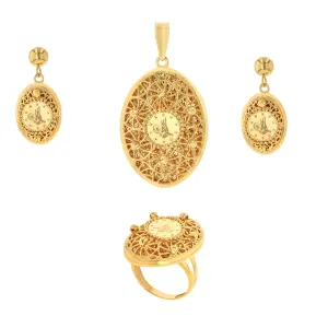 21K Traditional Gold Pendant Set