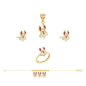 21K Kids' Gold Rabbit Pendant Set