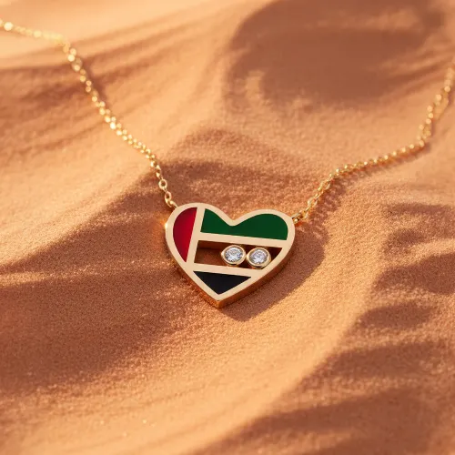 عقد القلب الإماراتي ذهب عيار 18