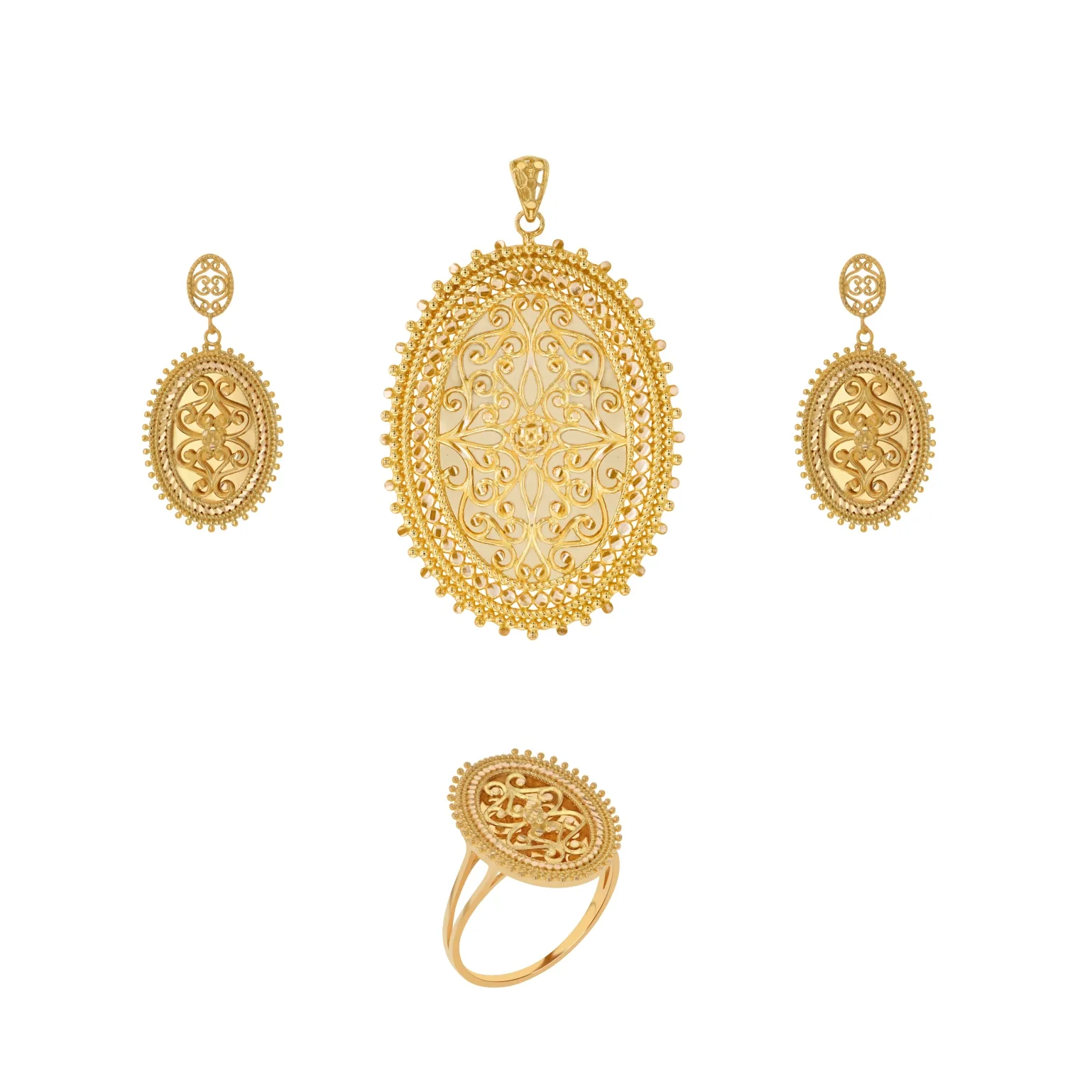 21K Traditional Gold Pendant Set