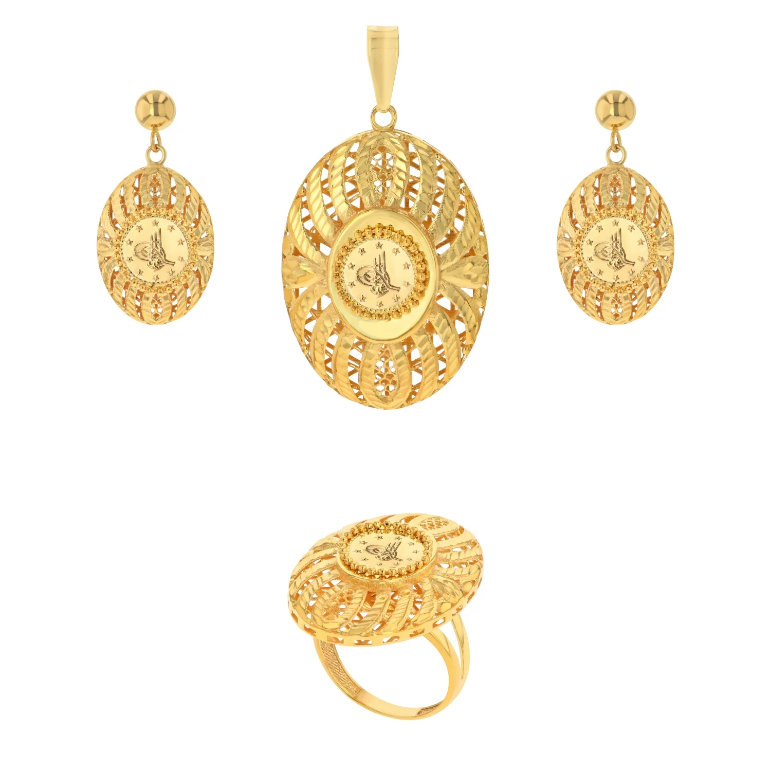 21K Traditional Gold Pendant Set