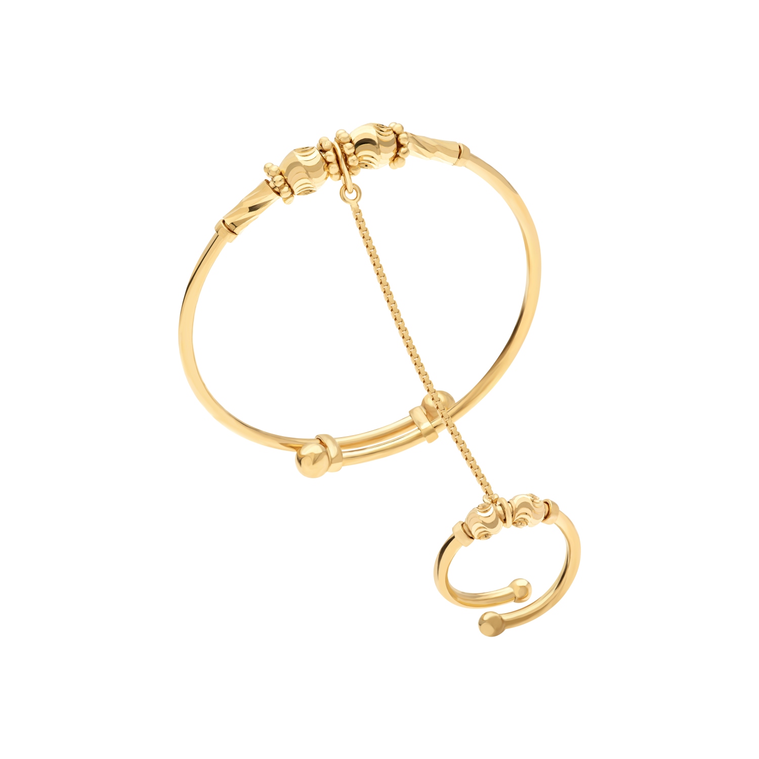 Buy Beautiful Gold Baby Bangle With Ring 21 KT in Kuwait | FKJBNG21K7514 –  FK Jewellers