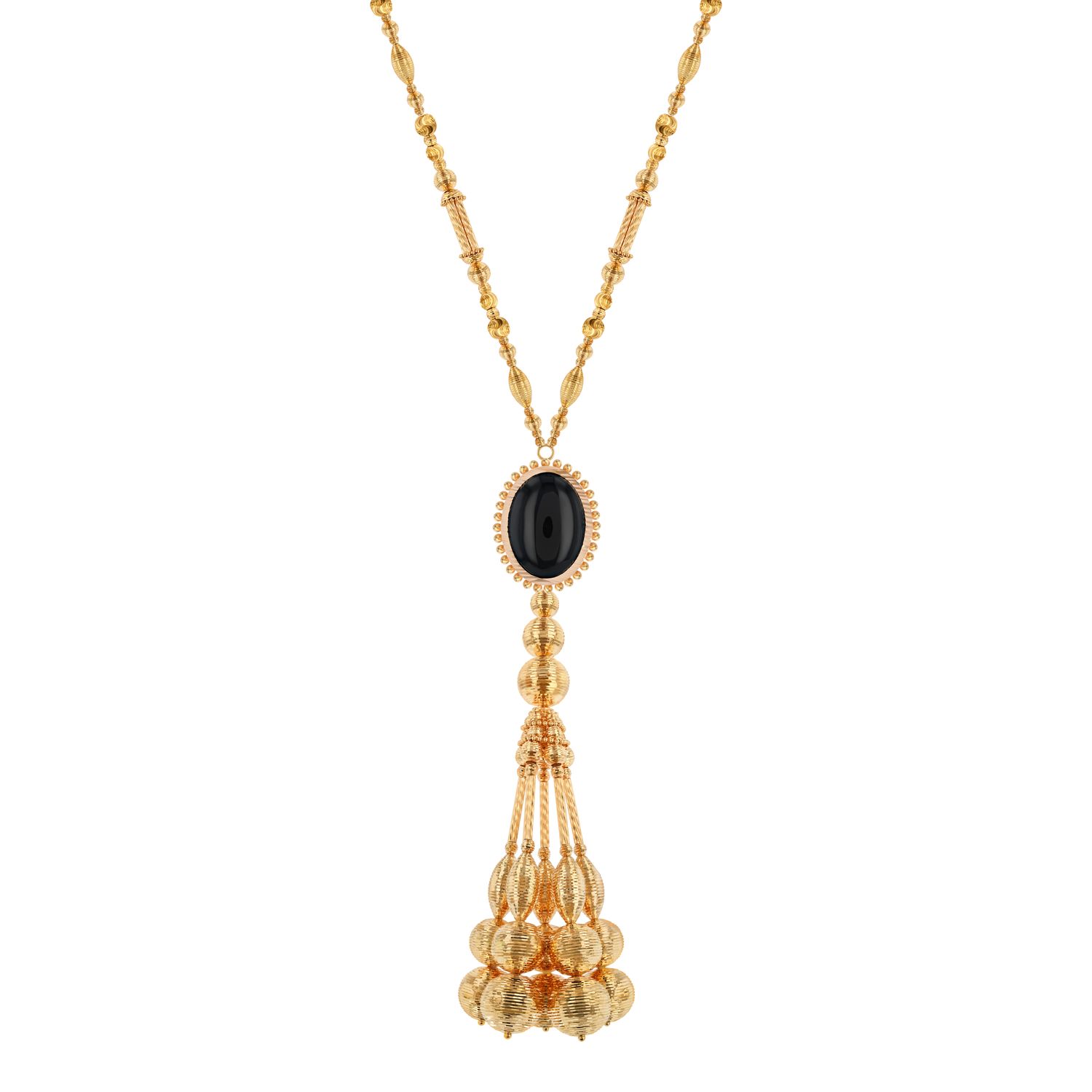 21K Traditional Gold  Set With Onyx Stone