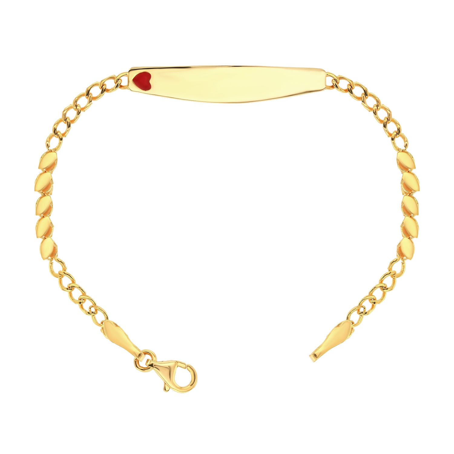 21K Red Heart-shaped Gold Kids Bracelet