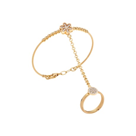 21K Kids Gold Hand Wear Bracelet With Adjustable Ring