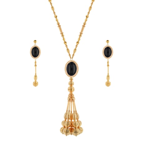21K Traditional Gold  Set With Onyx Stone