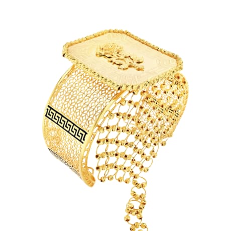 21K Gold Hand Wear Bracelet With Adjustable Ring