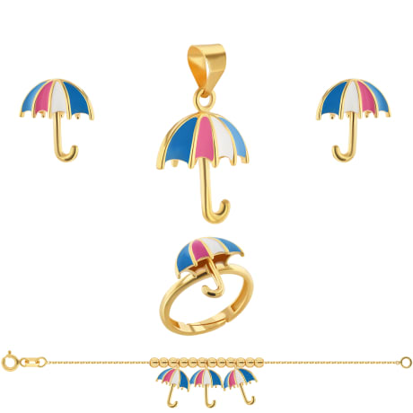 21K Kids' Gold Umbrella Pendant Set