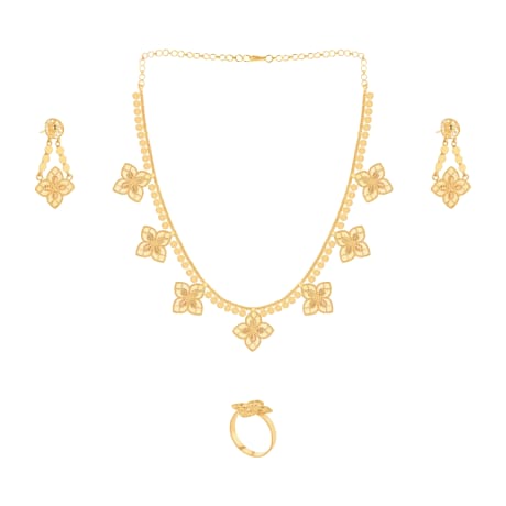 21K Floral Harmony Traditional Gold Set