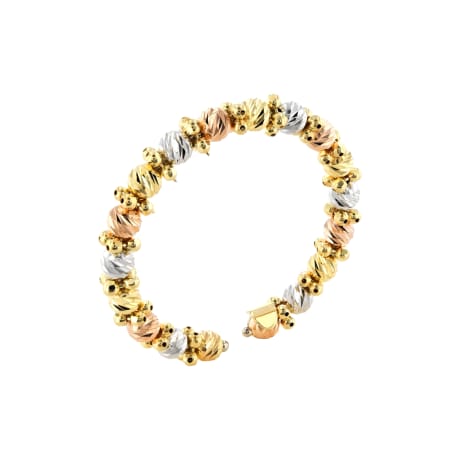 Tri-Tone Textured Bead Elegance 18KGold Ring