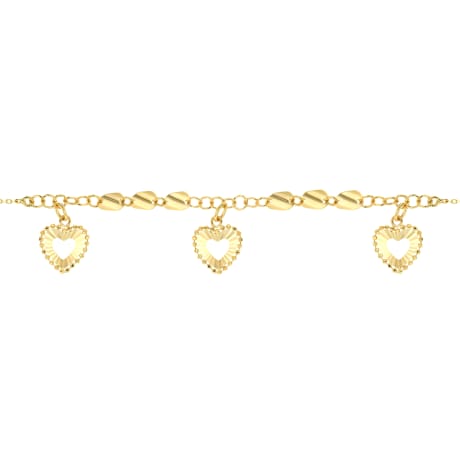 18K Golden Heartbeat Charm Gold Bracelet