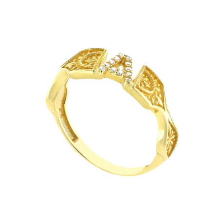 Floral 18K Letter Gold Ring